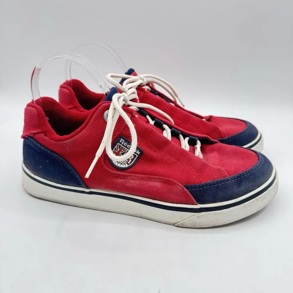 Vintage 80’s TCR Classic Reebok Low Casual Athletic Shoes Sz 10 Red Blue British